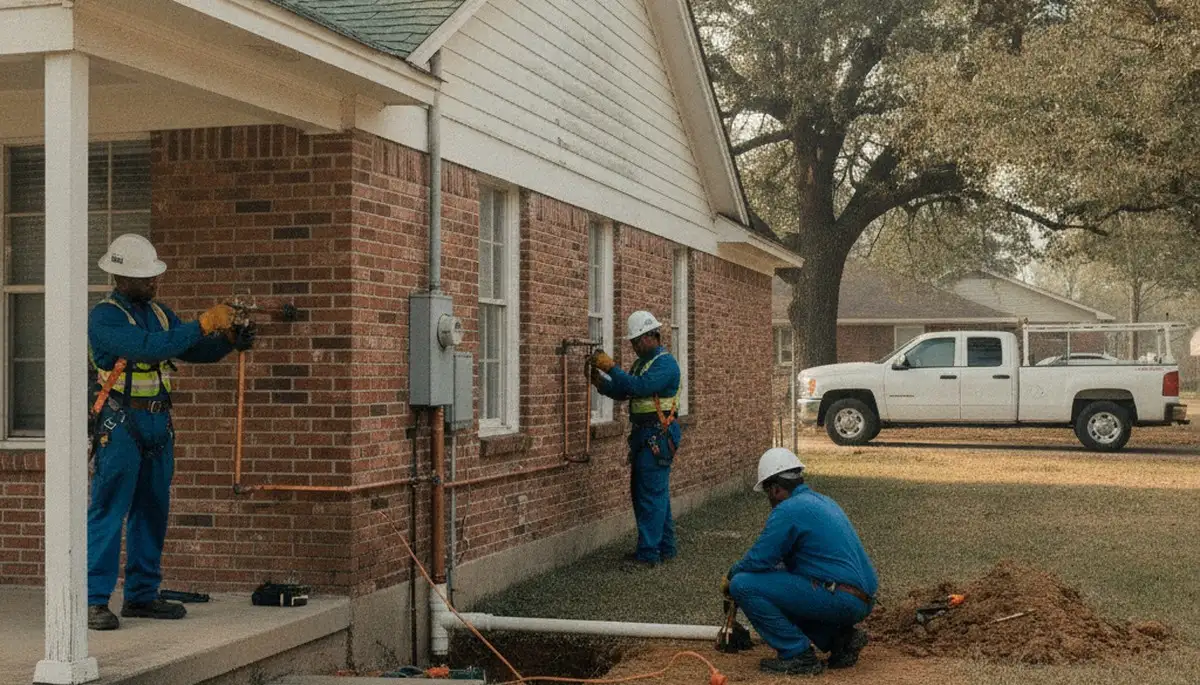 Houston, TX emergency plumber repairing a residential pipe for fast plumbing service