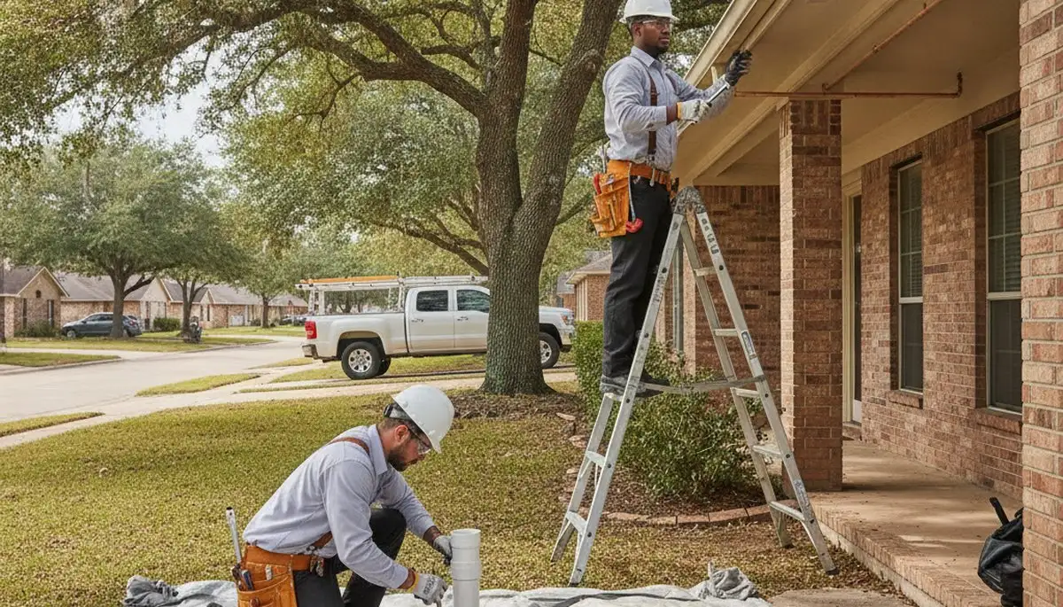 Emergency plumber repairing pipes in Houston, TX for residential plumbing service
