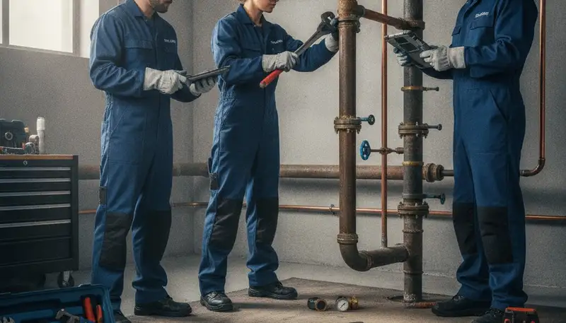 Houston, TX plumber repairing a home pipe for fast emergency plumbing service