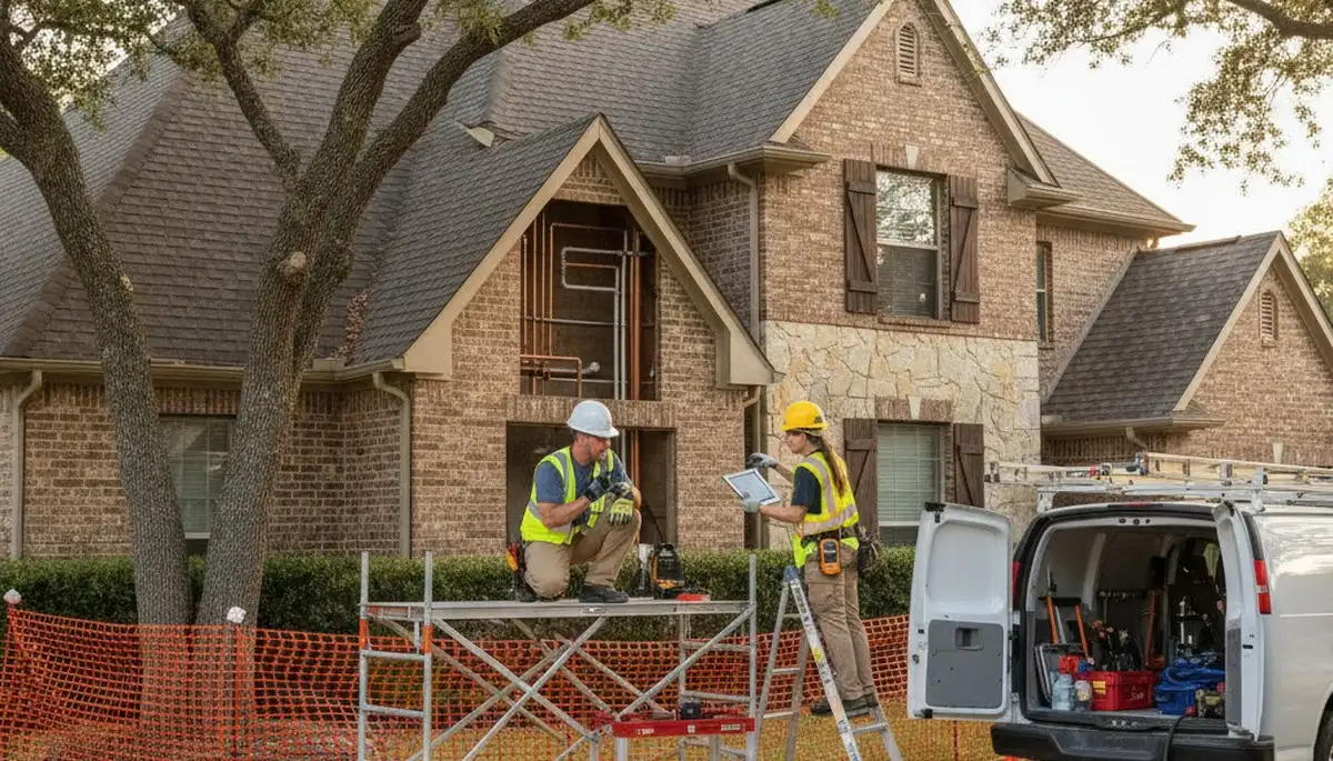 Houston, TX emergency plumber repairing a leak for residential plumbing service
