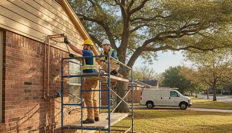 Houston, TX emergency plumbing repair service truck for leak and pipe repairs