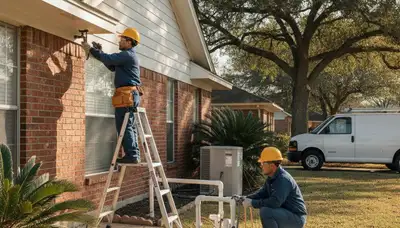 Houston, TX plumbing repair team handling emergency pipe leak service for local homeowners