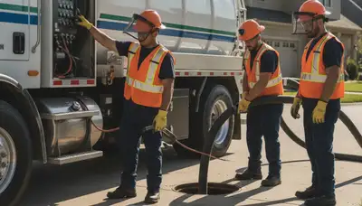Houston, TX plumber pumping septic tank for residential emergency service