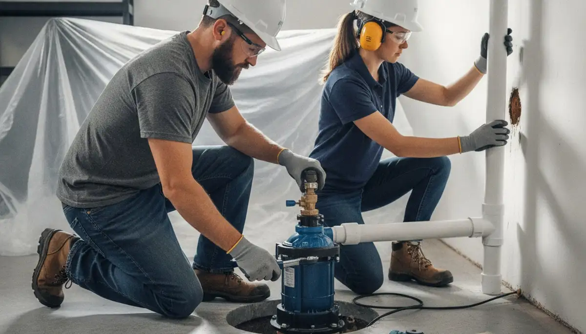 Sump pump installation for Houston, TX home flood protection by On Call Plumbers