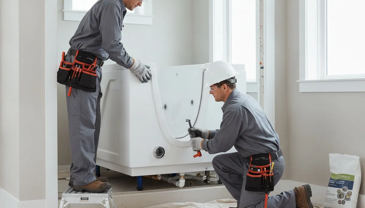 Houston plumbers installing walk-in tubs for safer bathing in local homes