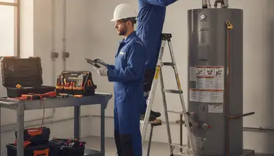 Houston plumber repairing a water heater for emergency service in Houston, TX