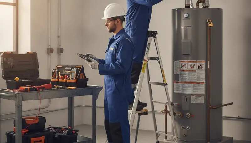 Houston plumber repairing a water heater for emergency service in Houston, TX